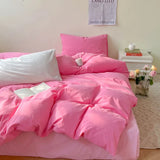 elvesmall Soft Pink Bedding Sets Duvet Cover Set Bedclothes Bedspread Pillowcases Single Double Queen Size Bed Sheet Sets For Girls