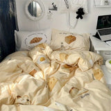 elvesmall Colorful Floral Duvet Cover Set with Sheet Pillowcases No Filling Cute Strawberry Bed Linen Full Queen Size Home Bedding Set