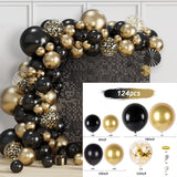 elvesmall Black Gold Balloon Garland Arch Kit Confetti Latex Balloon Happy 18 30 40 50 Year Old Birthday Party Decor Adults Anniversary