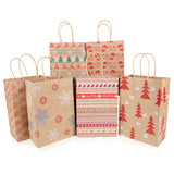elvesmall 5Pcs Kraft Gift Bags with Handle Elk Snowflake Christmas Tree Merry Christmas Party Favors Packaging Bag Navidad New Year 2025