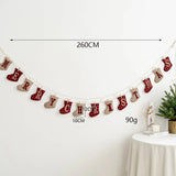 elvesmall 2.6M Christmas Wool Felt Hanging Flag Banner Letter Triangle Pendants Wall Stockings Gloves Bunting For Xmas Home Decoration