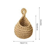 elvesmall  1pc Handwoven Wall Hanging Fruit Vegetable Basket Teardrop Plant Basket Kitchen Table Wall Hanging Storage Basket Container