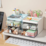elvesmall 1PCS 2-laye Creative Pen Holder Transparent Drawer Rabbit Storage Box Children Girls Student Office Bedroom Desktop