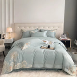 elvesmall  Luxury Bedding Set Royal 700TC Egyptian Cotton Flower Embroidery Duvet Cover Bed Sheets and Pillowcases Comforter Bedding Sets