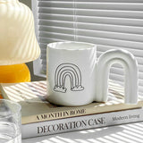 elvesmall  -  Ceramic Mug Large Capacity Coffee Cups Office Household Tea Cup Girl Milk Mug Household Water Mug Creative Colorful Red Cup