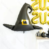 elvesmall 1/2/5Pcs Witch Hat Foil Balloons Aluminum Helium Large Halloween Black Witch Hat Balloons for Birthday Halloween Decoration 2024