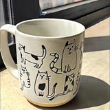 elvesmall  450ML Creative Hand-painted Ceramic Mug Vintage Cartoon Animal Kitten Milk Coffee Cup Kawaii Cat Nordic Kitchen Coffee Mugs Gift