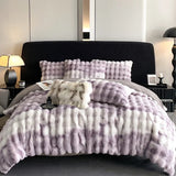 elvesmall  Faux fur winter Bed linen super soft bed cover full set Bubble Fleece quilt Duvet cover set bed sheets set Microfiber bedding