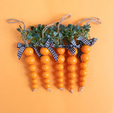 elvesmall  Easter Decor Carrot Wooden Beads Ornament DIY Wreath Pendants Beads String Happy Easter Party Decoration For Home Kids Gift