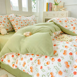 elvesmall Bedding Set Duvet Set Hot Sale Fragmented Flower French Style NEW Queen King Size Soft Comforter Sets 4pcs sheet Set