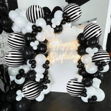 elvesmall 10pcs Black and White Striped Aluminum Film Balloons for Birthday Parties, Weddings, Singles Parties, Decorations