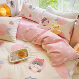 elvesmall High Quality Cotton Bedding Set:1Duvet Cover  2Pillowcases (No Sheet), Breathable Skin Friendly for Single/Couple Bed, 17 Sizes