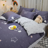 elvesmall Children and Teenagersl 100% Cotton Bedding Set: 1 Duvet Cover 2 Pillowcases 1 Fitted Sheet, Suitable for Boys Girls, Cute Style