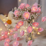 elvesmall 1.5M 10LED Rose String Lights Flower Garland Valentine Decorations Fairy Lights Battery Operated Wedding Birthday Party Supplies