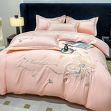 elvesmall New Class a High Precision Cotton Brushed Embroidery Four-Piece Set Pure Cotton Bed Sheet Duvet Cover