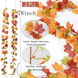 elvesmall 2M Artificial Fall Maple Leaf Garland Fake Plants Autumn Decor Leaves Vine for Thanksgiving Halloween Festivals Wedding Decora