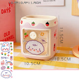 elvesmall Kawaii Pen Holder Desk Organizer Large Capacity Pencil Storage Box Cartoon School Office Stationery Supplies Pens Brush Stand