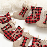 elvesmall 2.6M Christmas Wool Felt Hanging Flag Banner Letter Triangle Pendants Wall Stockings Gloves Bunting For Xmas Home Decoration