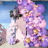 elvesmall Butterfly Pink Purple Balloon Garland Arch Kit Birthday Party Decor Kids Baby Shower Latex Ballon Chain Wedding Party Supplies