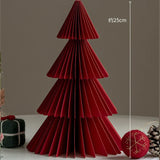 elvesmall Green Origami Mini Christmas Tree Tabletop Ornaments Red Paper Xmas Tree Gifts For Christmas Home Party Scene Decoration Props