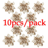 elvesmall (10pcs) Artificial Christmas Tree Flower Glitter Decorations Xmas Ornaments New Year Gift