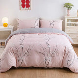 elvesmall Candy Colours Plum Blossom Double Duvet Cover Set 220x240 Soft Skin Friendly Quilt Cover and Pillowcase Queen Blanket Cover Set