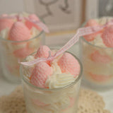 elvesmall Pink Strawberry Aromatherapy Candle Cream Cake Soy Wax Candles Gift Bedroom Sleep Aid Fragrance Ornaments Home Party Decor