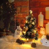 elvesmall  Mini Artificial Christmas Tree Home Bedroom Desktop Ornament Red Bow Pine Cone Party Christmas Decoration for Home Gifts