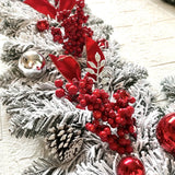 elvesmall Christmas Wreath Rattan Set Christmas Decoration 2025 Red Bow Wreath For Front Door Xmas Decor Flower Garland Outdoor Home Decor