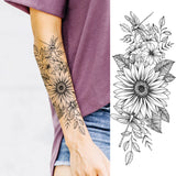 elvesmall Women's Fashion Flower Temporary Tattoos Sticker Fake Rose Feather TatooS Decal Waterproof Body Art Legs Arm Tatoos For Women