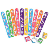 elvesmall 10pcs Rainbow Unicorn Slap Bracelets Mermaid Dinosaur 1st Birthday Party Decoration Wristband Christmas Kids Unicorn Gifts Toys