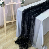 elvesmall  Pearl Yarn Table Path Wedding Decoration Tulle Tablecloth Party Rectangular Table Runner Background Ornament Dining Accessories