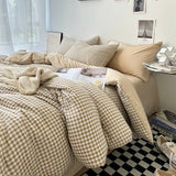 elvesmall Striped Plaid Series Bedding Comforter sets Duvet Cover bedsheets set with Pillowcase Bedding Linens Set for Queen/King Bed
