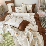 elvesmall Romantic Flower Lace Bedding Set with Ruffles for Girls and Women Sets Full Bed Sheets Quilt Comforter Duvet Complete King Size