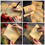 elvesmall 6pcs Vintage Christmas Kraft Letter Paper Santa Claus Snowman Letter Pad Gift Envelopes Xmas Party DIY Invitation Greeting Card