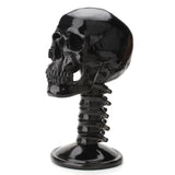 elvesmall  Resin Back Skull Decoration Helmet Glasses Bracket Black Skull with Spine Table Decoration Figurines & Miniatures Crafts