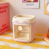 elvesmall Kawaii Pen Holder Desk Organizer Large Capacity Pencil Storage Box Cartoon School Office Stationery Supplies Pens Brush Stand