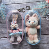 elvesmall 10CM Doll Display Storage Bags Transparent Doll Organizer Boxes Plush Doll Storage Pouches Clear Keychain Wallet Bag Mystery Box