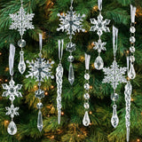 elvesmall 10pcs Christmas Decoration Snowflake Simulation Ice Pendants Xmas Tree Hanging Ornaments fake Icicle Winter Party Home Decor
