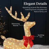 elvesmall 4ft 3-Piece 2D Lighted Christmas Deer Family Set, Large Outdoor Yard Reindeer Holiday Decoration with 175 LED Lights