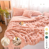 elvesmall Winter Thickened Double-sided Plush Blanket, Bedroom Cover Blanket, Premium Rabbit Plush Bedding, Nap Blanket