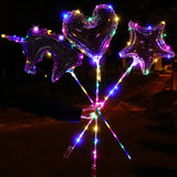 elvesmall 1 Set LED Clear Balloon Transparent Bobo Balloon with Led Light Round Heart Star Shape Ballons Globos for Birthday Party Decor