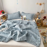 elvesmall  Korean Ruffles Quilted Summer Comforter Set or Single Quilt High Quality Princess Pleated Quilts Soft Skin-friendly Thin Blanket