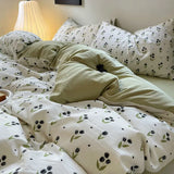 elvesmall Ins Bedding Set Duvet Cover Fresh Blue Floral. Wrinkled Yann Bed Set Of Four Pieces, Washing Cotton Sheets Bed Sheets