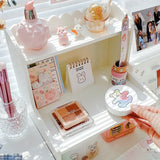 elvesmall Desktop Storage Rack Ins Student Dormitory Cosmetic Elevated Stationery Box Office Organizer File Tray Desk Accessories