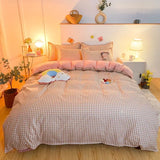 elvesmall Floral Print Brushed Home Bedding Set Simple Fresh Comfortable Duvet Cover Set with Sheet Comforter Covers Pillowcases Bed Linen