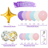 elvesmall 116pcs Purple Pink Rainbow Balloon Garland Arch Kit Wedding Unicorn Birthday Party Decor Kid Baby Shower Birthday Latex Balloons