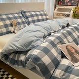 elvesmall  Professional Checkered Retro Grid Comforter Bedding Sets Cotton Bedding Set Bedding Jacquard King Linen Bed Duvet Cover Size