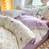 elvesmall Rural Style Bedding Set Fresh Floral Four Piece Set  Girl Heart  Double-layer Gauze   New Meeting Duvet Cover