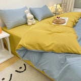 elvesmall Solid Color Bedding Set Duvet Cover Flat Sheet Pillowcases Home Textile Pillowcases For Adults Kids Simple Bed Linen